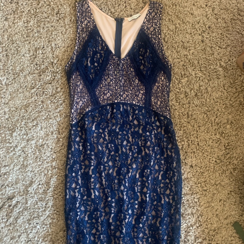 Blue & Tan Lace Lush Dress
